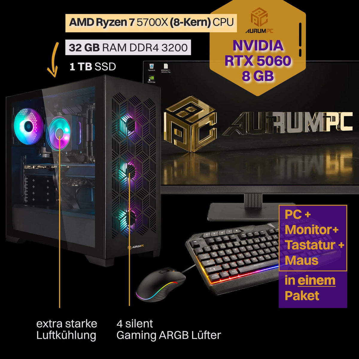 AURUMPC Komplett Set AMD Ryzen 7