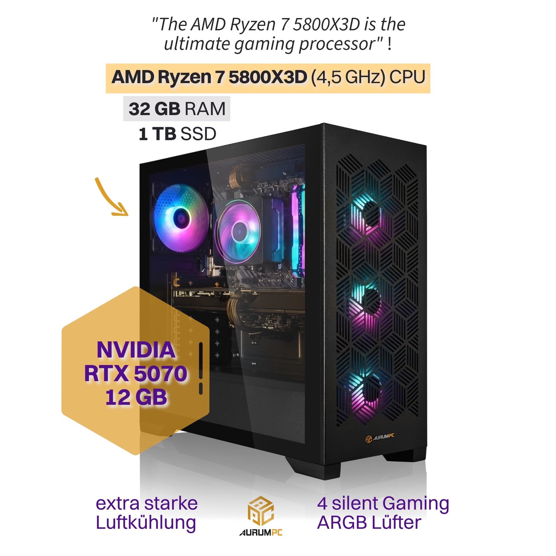 AURUMPC Gaming PC R7 5800X3D